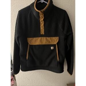 Carhartt Relaxed Fit Sweater Sherpa Fleece Snap Front Jacket Women’s M 8-10 Warm